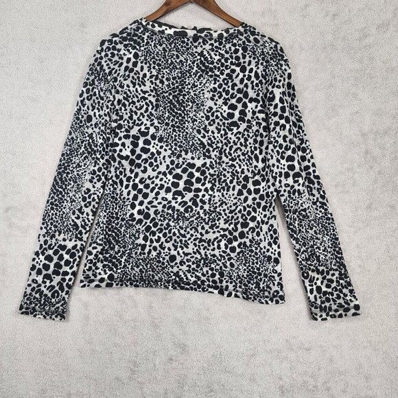 Jones New York Sport Womens Leopard Print Long Sleeve Top Size L - Picture 2 of 8